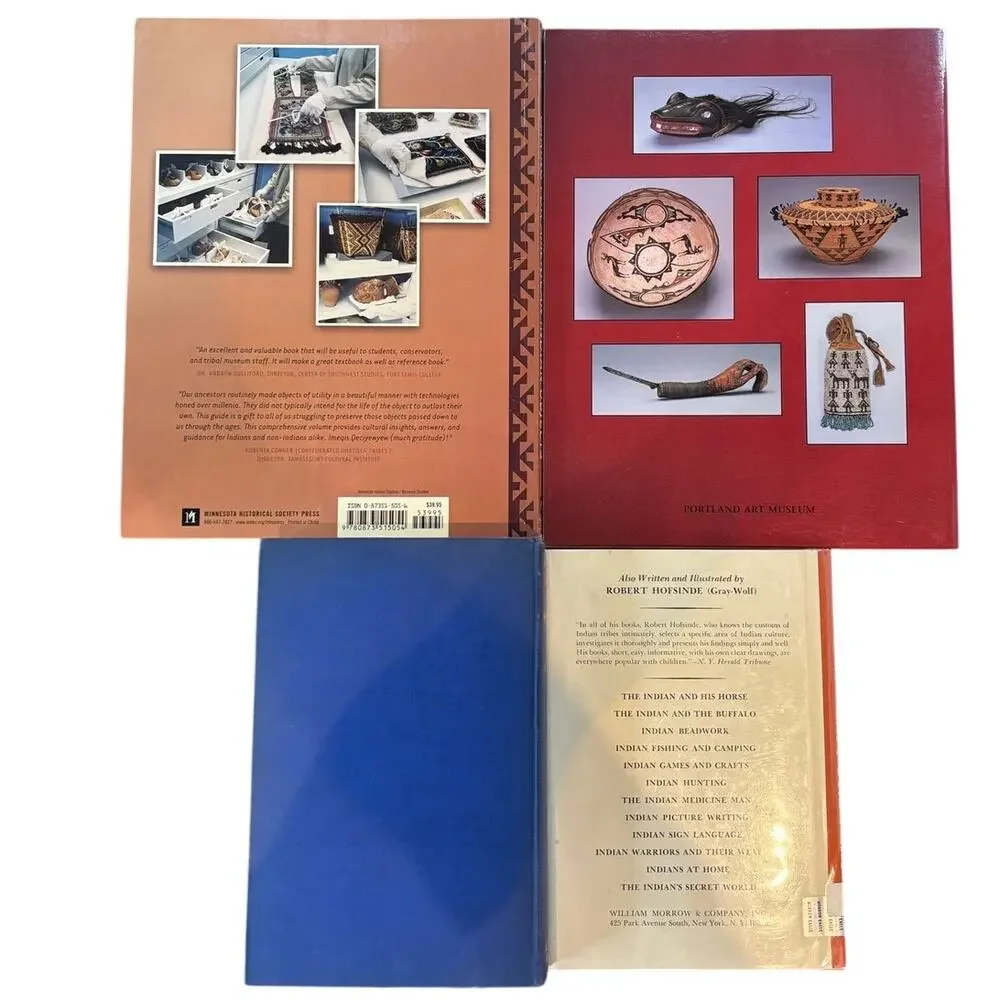 4 Collectible Books on Native Americans - Artifacts, Drums, Historical Fiction